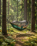 Peak Horizon Camping Hammock with Mosquito Net - forest setup