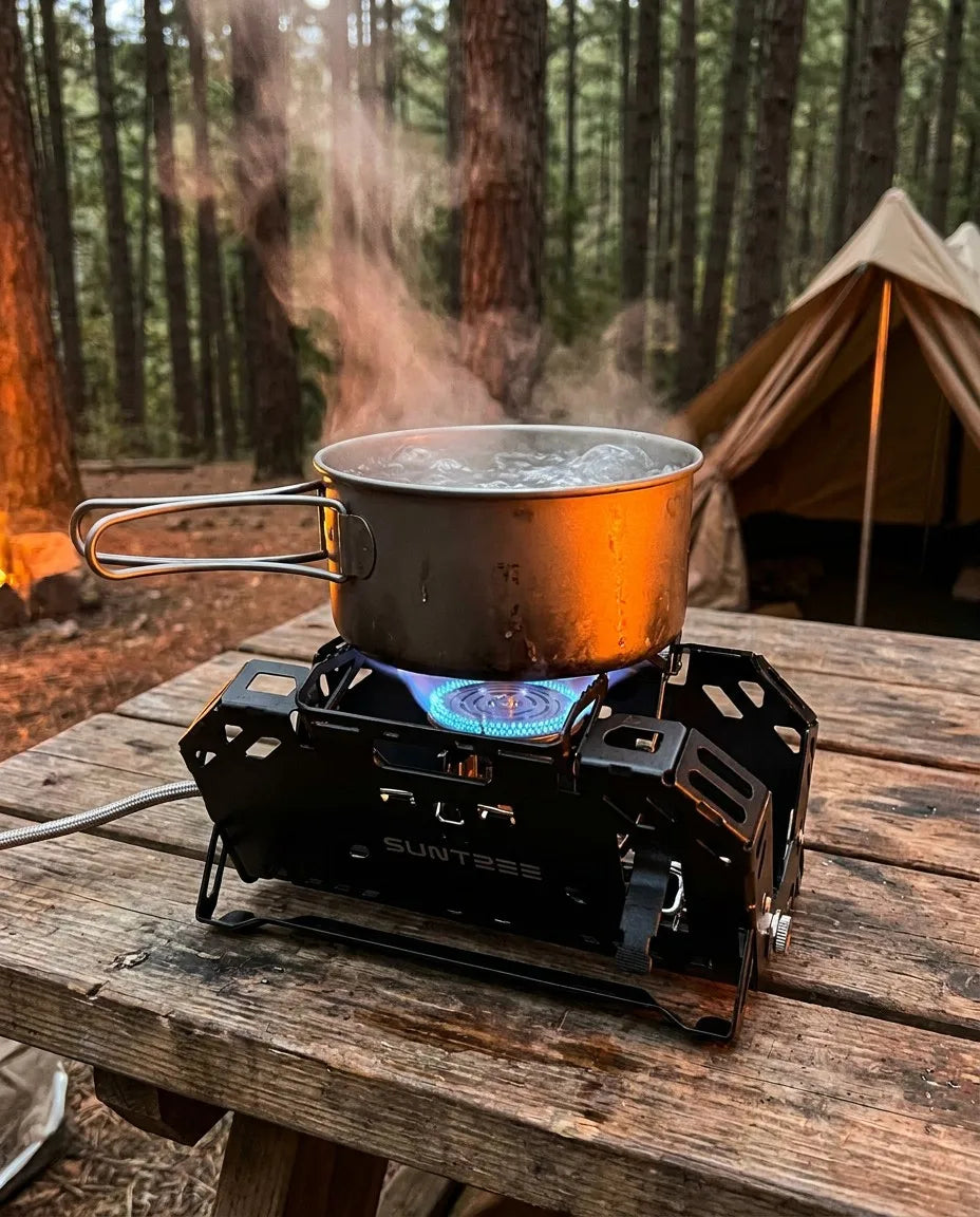 Peak Horizon Portable Folding Camping Stove - lifestyle cooking shot