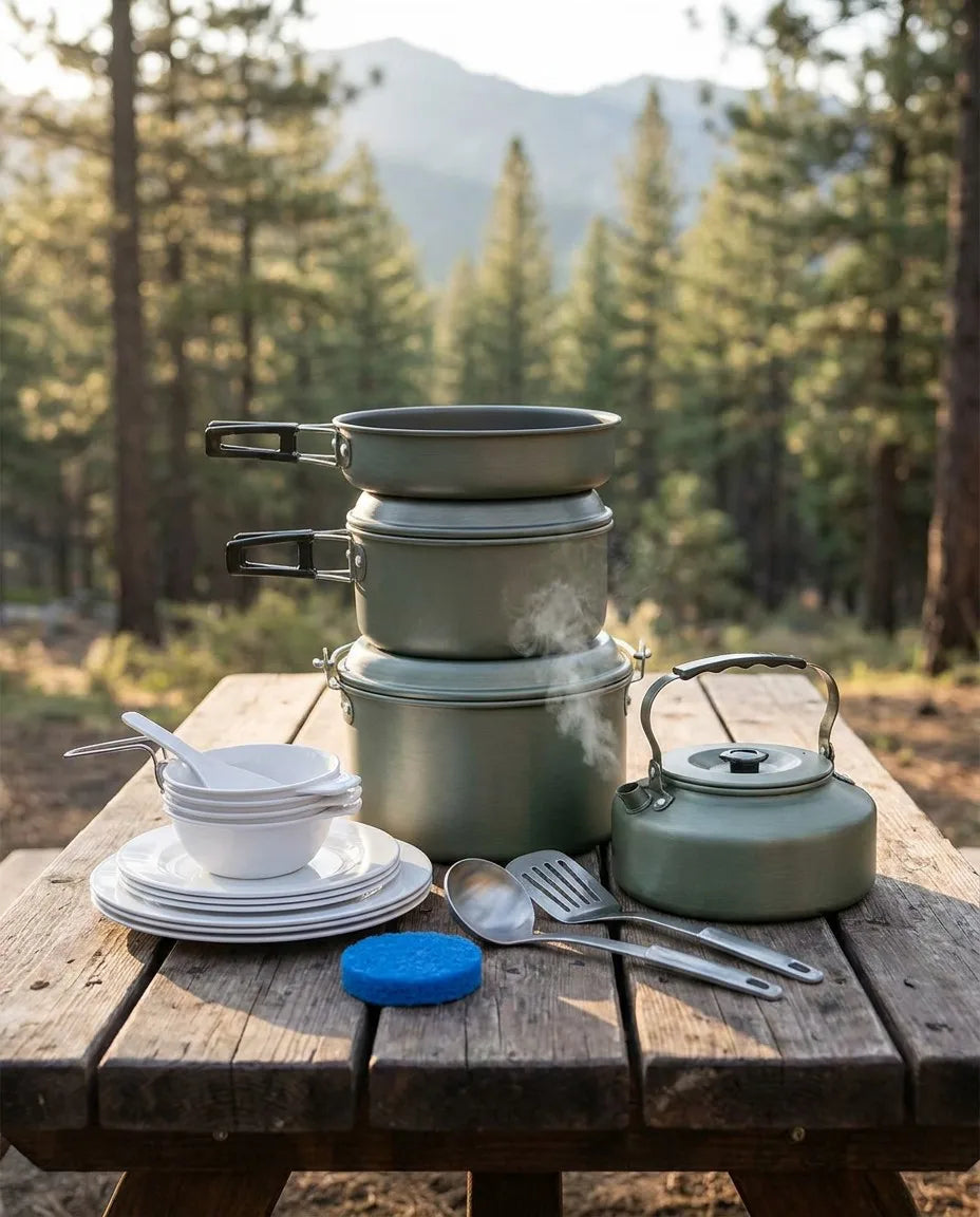 Peak Horizon 15-Piece Camping Cookware Set - lifestyle camp kitchen