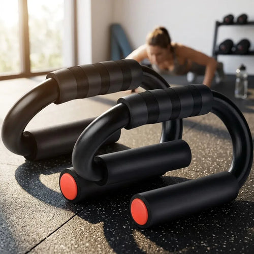 Push-up bars on gym floor