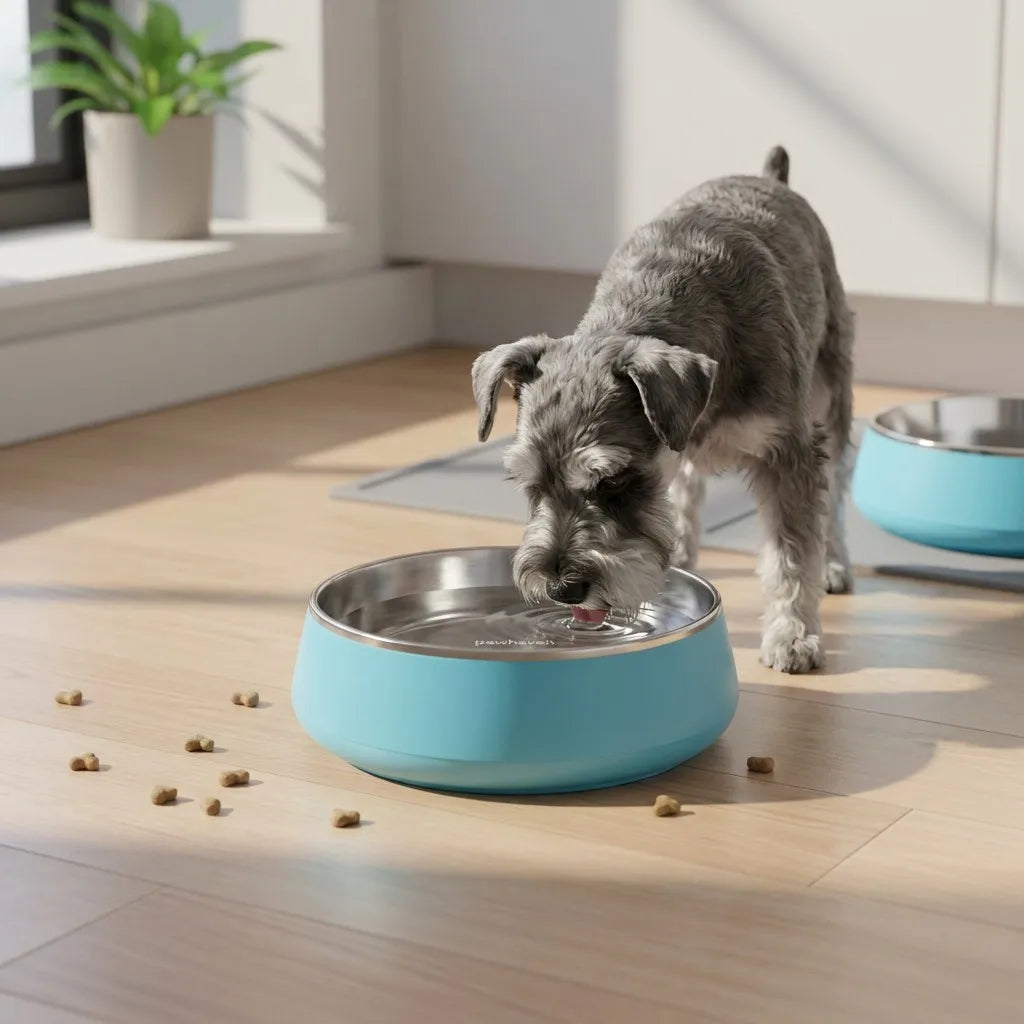 Dog drinking from bowl lifestyle