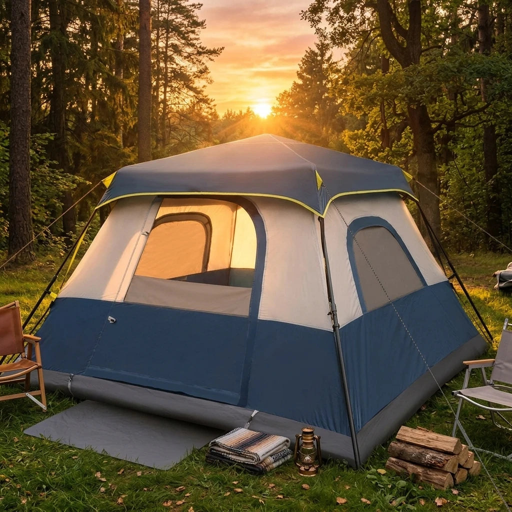 SummitPath Ultralight Camping Tent Setup at Golden Hour Sunset
