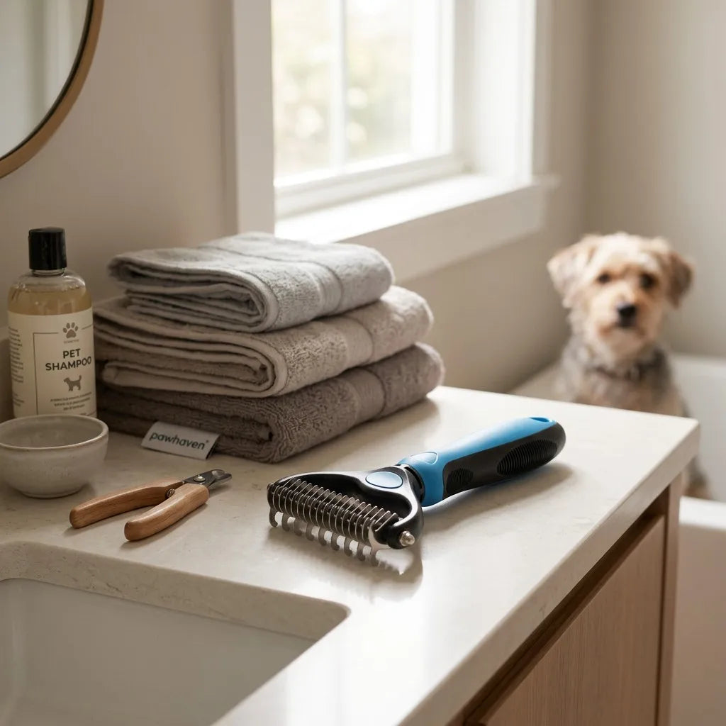 Grooming brush bathroom lifestyle