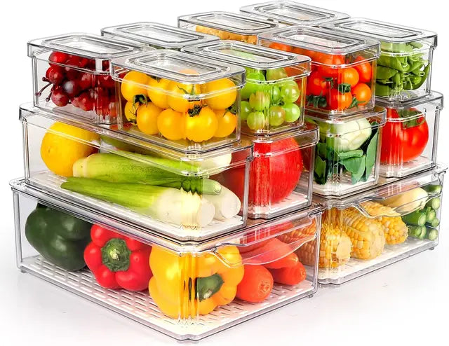 Stackable Clear Refrigerator Organizer Bins (4-Pack)