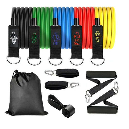 11-Piece Resistance Bands Set with door anchor and ankle straps