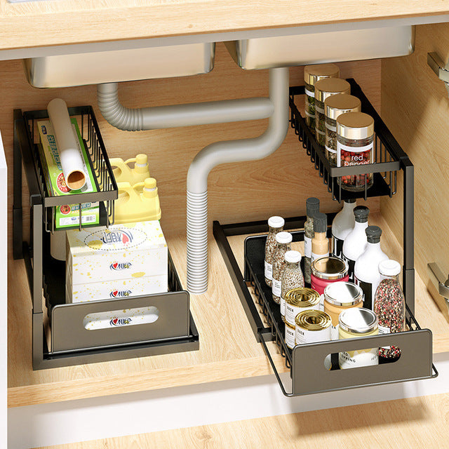 2-Tier Under Sink Pull-Out Cabinet Organizer