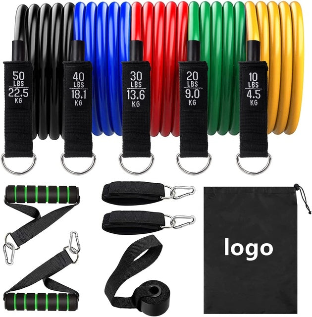 11-Piece Resistance Bands Set with Door Anchor & Ankle Straps