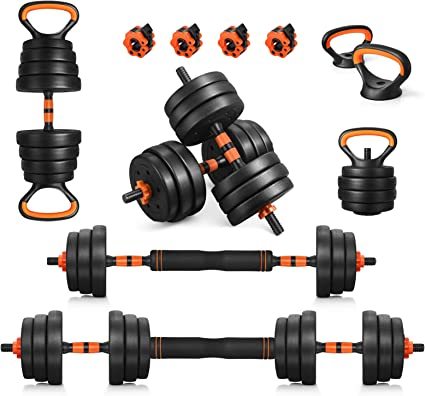 6-in-1 Adjustable Dumbbell Set on storage tray